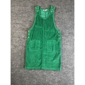 FADS Green Vintage Corduroy Overall Dress Size 10 Sleeveless 100% Cotton Pockets